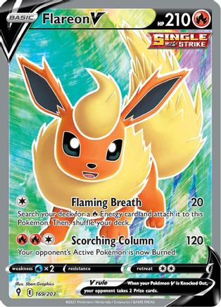 Flareon V (Full Art) 169  - Holofoil SWSH07 Evolving Skies - Ultra Rare