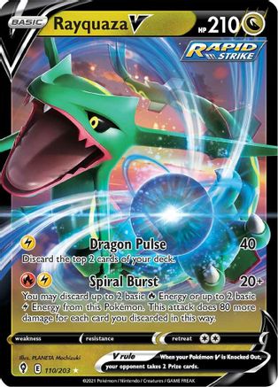 Rayquaza V 110  - Holofoil SWSH07 Evolving Skies - Ultra Rare