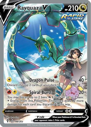 Rayquaza V (Alternate Full Art) 194  - Holofoil SWSH07 Evolving Skies - Ultra Rare