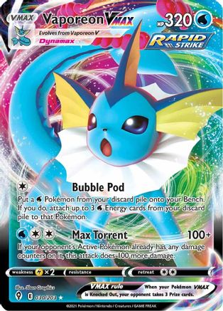 Vaporeon VMAX 030  - Holofoil SWSH07 Evolving Skies - Ultra Rare