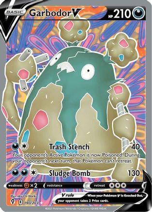 Garbodor V (Full Art) 190  - Holofoil SWSH07 Evolving Skies - Ultra Rare