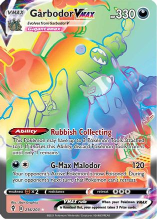 Garbodor VMAX (Secret) 216  - Holofoil SWSH07 Evolving Skies - Secret Rare