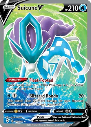 Suicune V (Full Art) 173  - Holofoil SWSH07 Evolving Skies - Ultra Rare