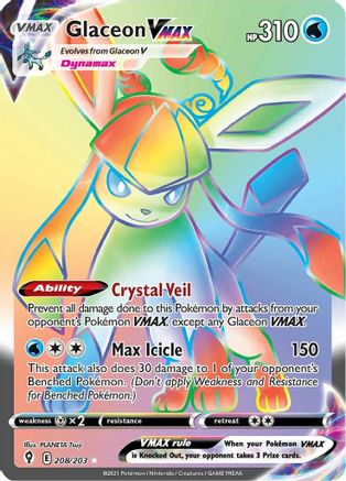 Glaceon VMAX (Secret) 208  - Holofoil SWSH07 Evolving Skies - Secret Rare