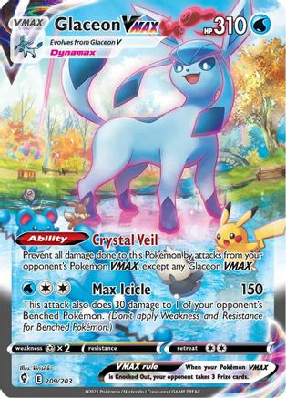 Glaceon VMAX (Alternate Art Secret) 209  - Holofoil SWSH07 Evolving Skies - Secret Rare