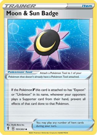 Moon & Sun Badge 151  SWSH07 Evolving Skies - Uncommon