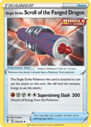 Single Strike Scroll of the Fanged Dragon 158  - Reverse Holofoil SWSH07 Evolving Skies - Uncommon