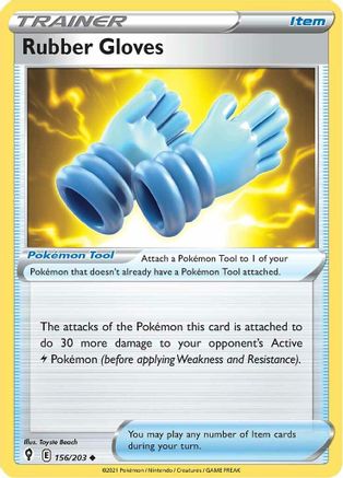 Rubber Gloves 156  - Reverse Holofoil SWSH07 Evolving Skies - Uncommon