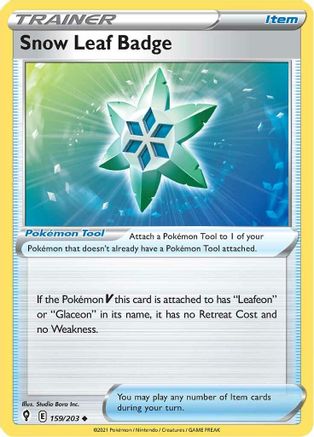 Snow Leaf Badge 159  - Reverse Holofoil SWSH07 Evolving Skies - Uncommon