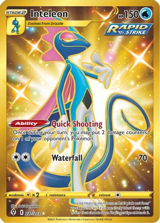 Inteleon (Secret) 227  - Holofoil SWSH07 Evolving Skies - Secret Rare