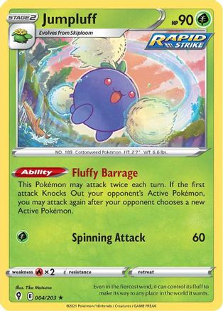 Jumpluff 004  - Reverse Holofoil SWSH07 Evolving Skies - Holo Rare