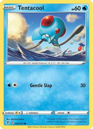 Tentacool 026  - Reverse Holofoil SWSH07 Evolving Skies - Common