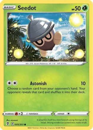 Seedot 005  - Reverse Holofoil SWSH07 Evolving Skies - Common