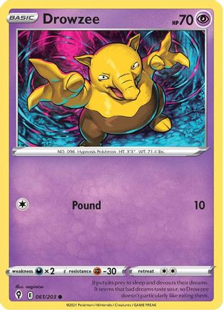 Drowzee 061  - Reverse Holofoil SWSH07 Evolving Skies - Common