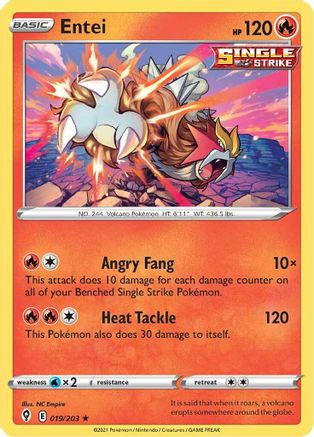 Entei 019  - Holofoil SWSH07 Evolving Skies - Holo Rare