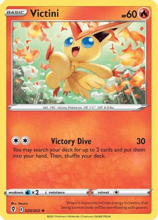 Victini 020  - Reverse Holofoil SWSH07 Evolving Skies - Holo Rare