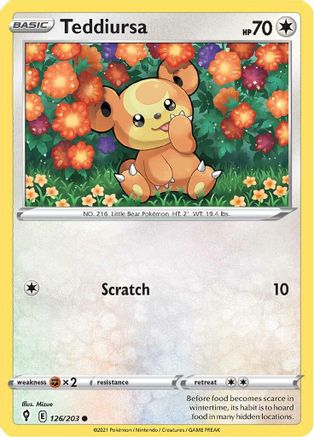 Teddiursa 126  SWSH07 Evolving Skies - Common