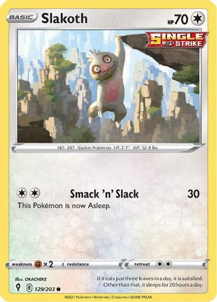 Slakoth 129  SWSH07 Evolving Skies - Common