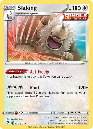 Slaking 131  - Reverse Holofoil SWSH07 Evolving Skies - Holo Rare