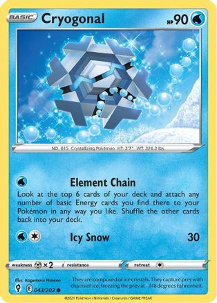 Cryogonal 043  - Reverse Holofoil SWSH07 Evolving Skies - Common