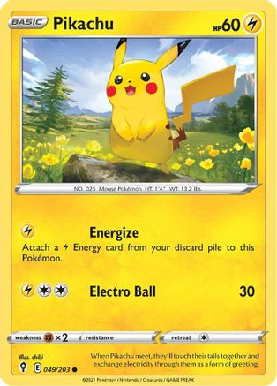 Pikachu 049  - Reverse Holofoil SWSH07 Evolving Skies - Common