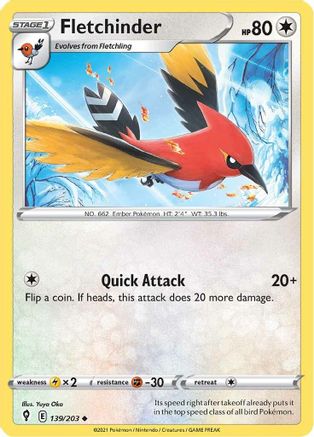 Fletchinder 139  SWSH07 Evolving Skies - Uncommon