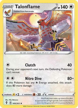 Talonflame 140  SWSH07 Evolving Skies - Rare