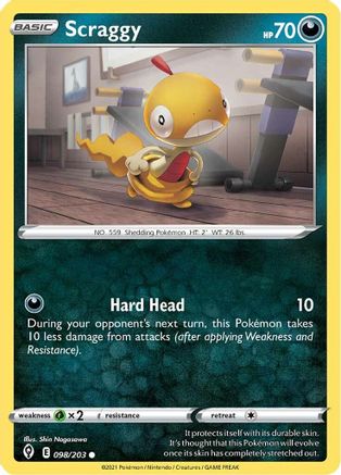 Scraggy 098  - Reverse Holofoil SWSH07 Evolving Skies - Common