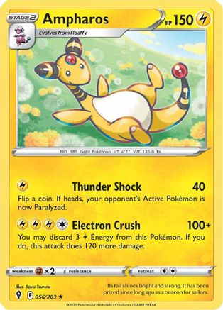 Ampharos 056  SWSH07 Evolving Skies - Rare