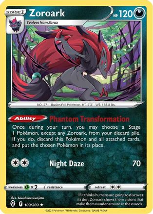 Zoroark 103  - Reverse Holofoil SWSH07 Evolving Skies - Holo Rare