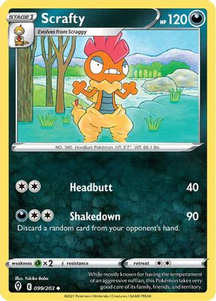 Scrafty 099  SWSH07 Evolving Skies - Uncommon