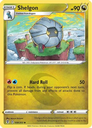 Shelgon 108  - Reverse Holofoil SWSH07 Evolving Skies - Uncommon