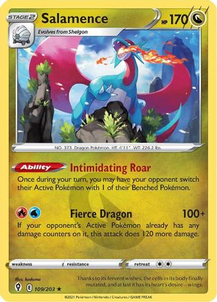 Salamence 109  - Holofoil SWSH07 Evolving Skies - Holo Rare