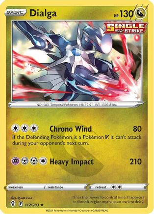 Dialga 112  - Reverse Holofoil SWSH07 Evolving Skies - Holo Rare