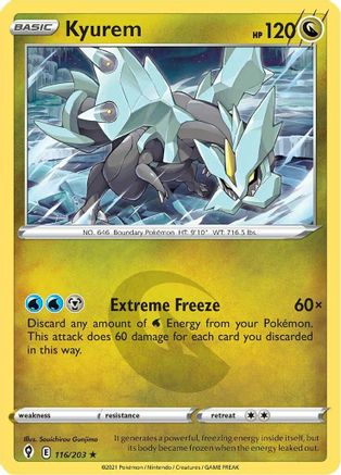 Kyurem 116  - Reverse Holofoil SWSH07 Evolving Skies - Holo Rare