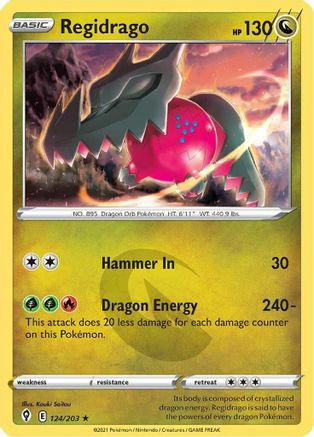 Regidrago 124  - Reverse Holofoil SWSH07 Evolving Skies - Holo Rare