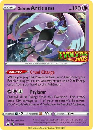 Galarian Articuno (Prerelease) SWSH123  - Holofoil SWSH Sword & Shield Promo Cards - Promo