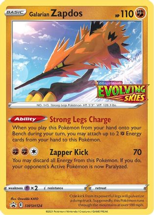 Galarian Zapdos (Prerelease) SWSH124  - Holofoil SWSH Sword & Shield Promo Cards - Promo