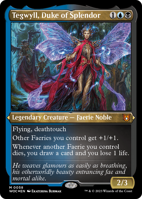 Tegwyll, Duke of Splendor (Display Commander) - Thick Stock (WOC-058) - Wilds of Eldraine Commander Foil