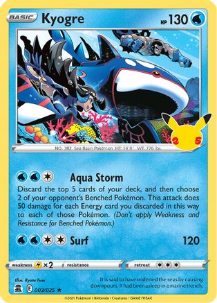 Kyogre 003  - Holofoil Celebrations - Holo Rare