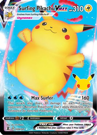 Surfing Pikachu VMAX 009  - Holofoil Celebrations - Ultra Rare