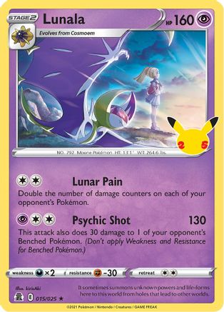Lunala 015  - Holofoil Celebrations - Holo Rare