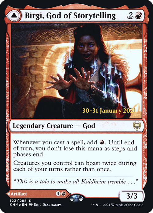 Birgi, God of Storytelling (PRE-123S) - Kaldheim Promos Foil
