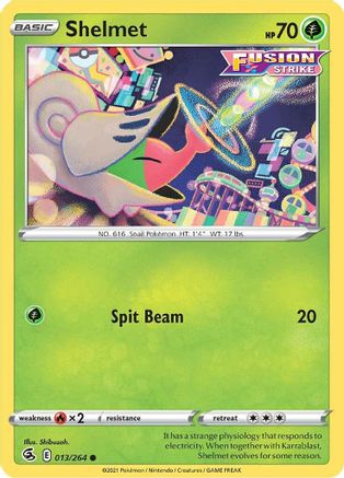 Shelmet 013  - Reverse Holofoil SWSH08 Fusion Strike - Common