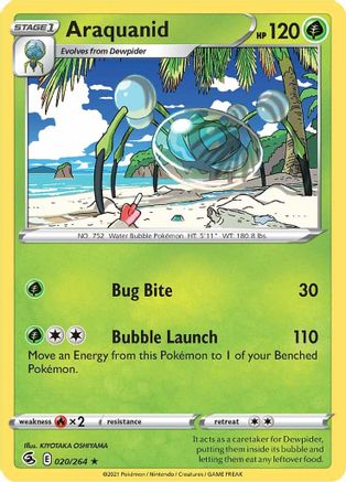 Araquanid 020  - Reverse Holofoil SWSH08 Fusion Strike - Rare