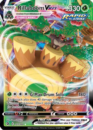 Rillaboom VMAX 023  - Holofoil SWSH08 Fusion Strike - Ultra Rare