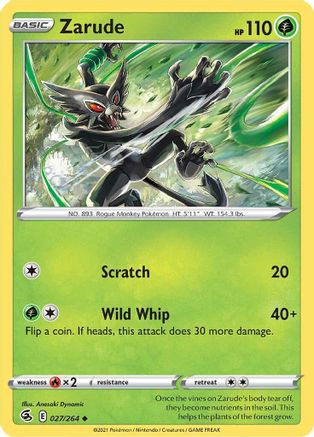 Zarude 027  - Reverse Holofoil SWSH08 Fusion Strike - Uncommon