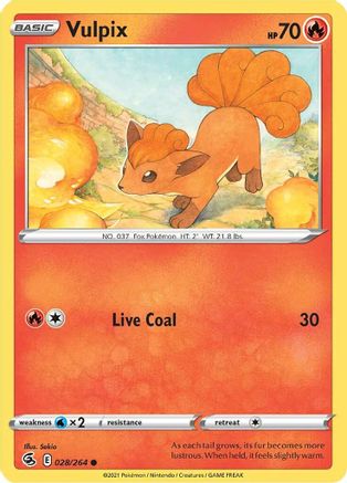 Vulpix (28) (28) 028  - Reverse Holofoil SWSH08 Fusion Strike - Common