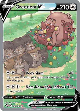 Greedent V (Alternate Full Art) 257  - Holofoil SWSH08 Fusion Strike - Ultra Rare