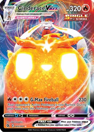 Cinderace VMAX 045  - Holofoil SWSH08 Fusion Strike - Ultra Rare